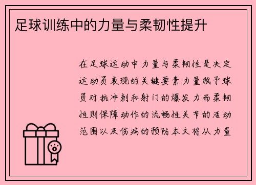 足球训练中的力量与柔韧性提升